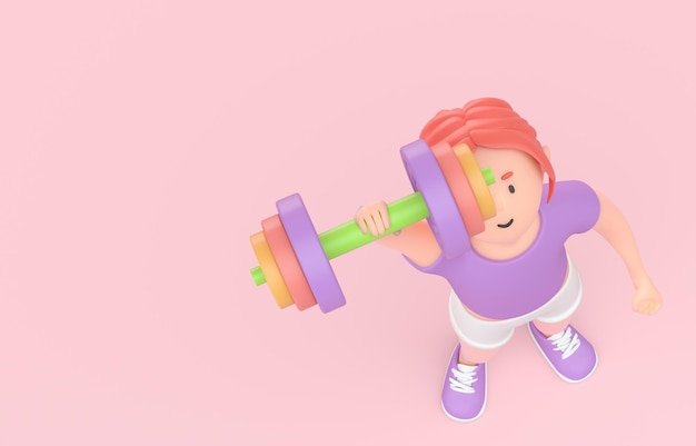 Woman Exercising with Dumbbell 3D render