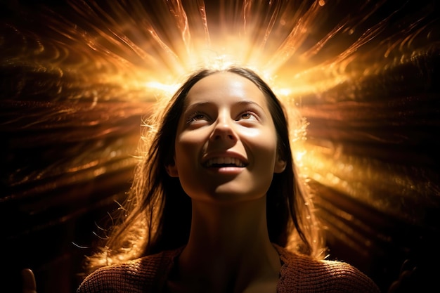 Woman experiencing religious enlightenment Ai generated