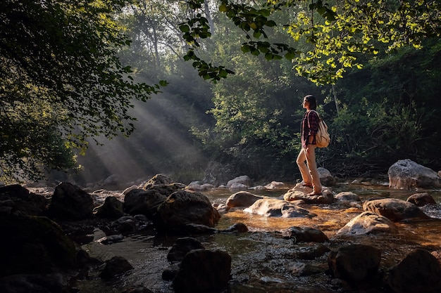 A woman explores new magical and fantastic places around the world