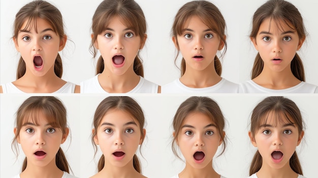 Woman Expressing Different Facial Expressions Portrait Series