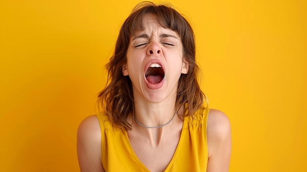 Woman Expressing Tiredness and Sleepiness