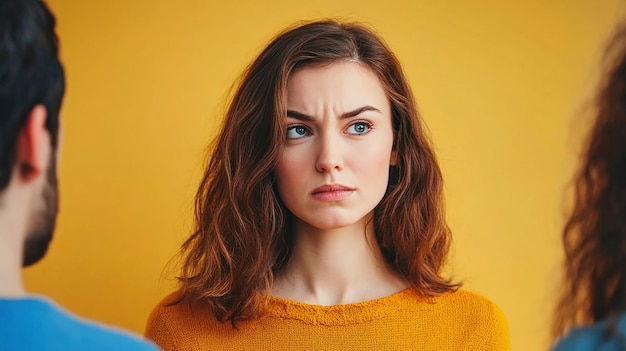 Photo woman facing judgment from strangers while in public