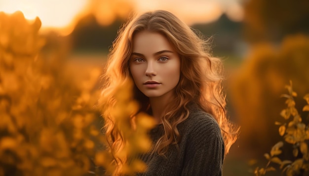 A woman in a field of flowers