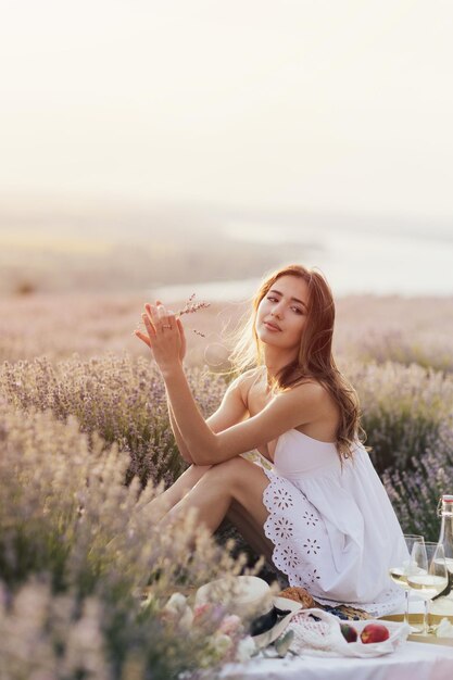 Woman in a field of lavender