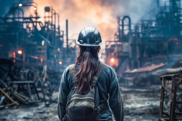 woman firefighter indoors in uniform Emergency and rescue can be a female job