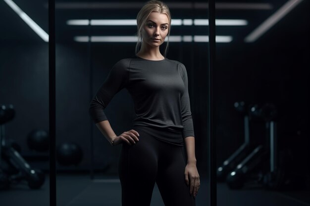 Woman fit gym Sport active muscle Generate Ai