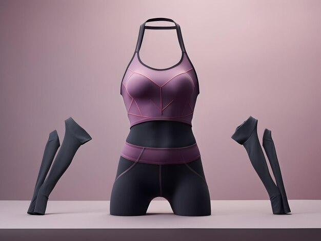 Photo woman fitness suit mockup 3d woman fitness suit mockup female gym and sport suit mockup