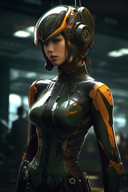 A woman in a futuristic suit with a helmet that says'ghost in the shell '