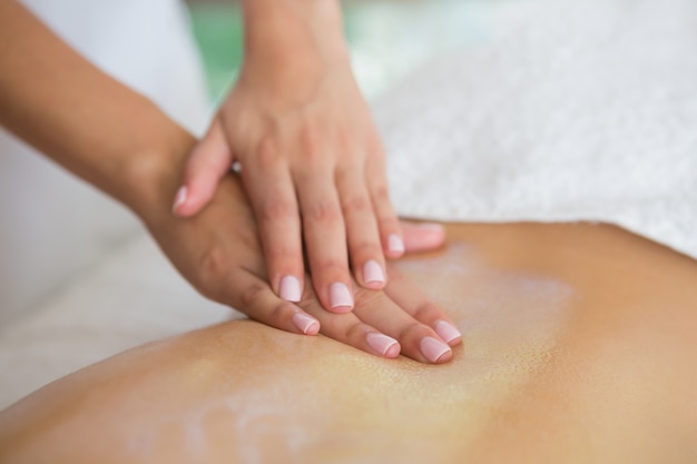 Woman getting a back massage