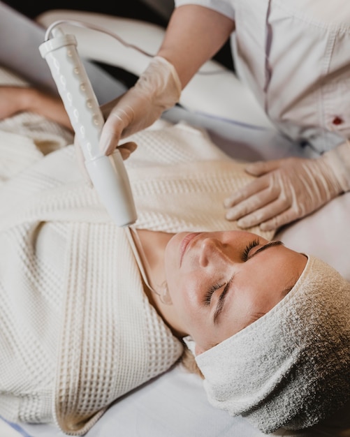 Woman getting a facial skin treatment