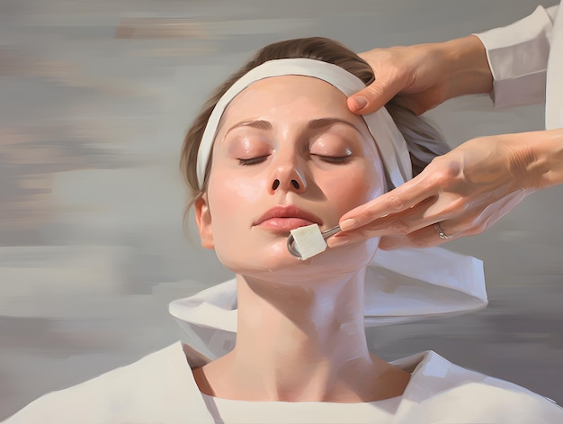 A woman getting a facial treatment