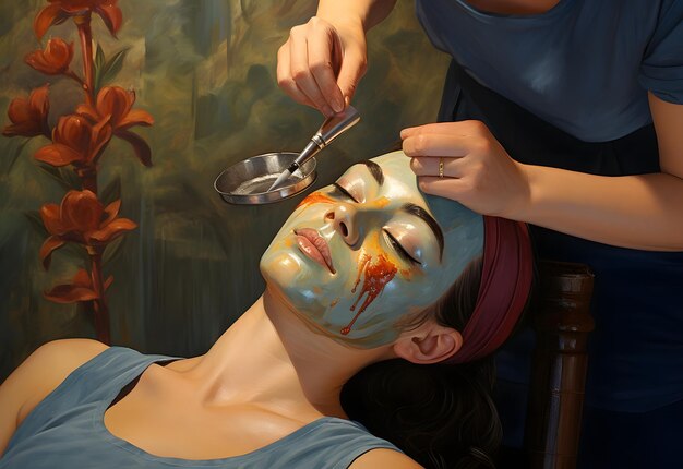 A woman getting a facial treatment