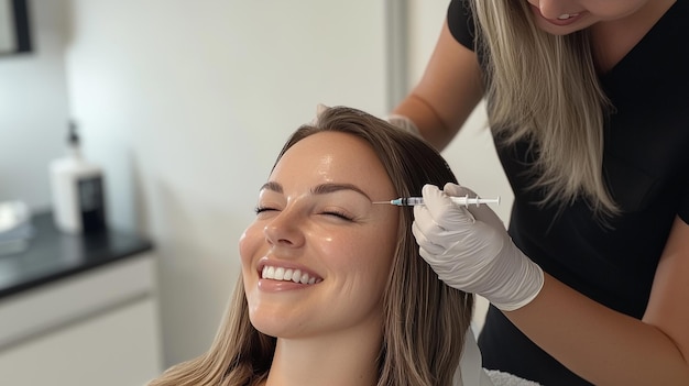 a woman getting her hair done at a salon