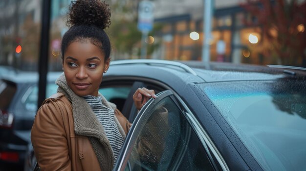 Woman getting into her car on her way home from work Worklife balance