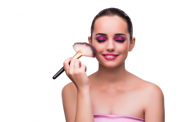 Woman getting make-up isolated