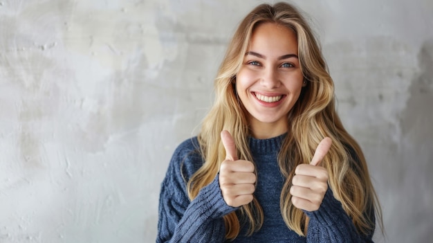 The woman giving thumbs up