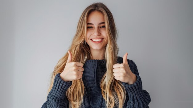 A Woman Giving Thumbs Up