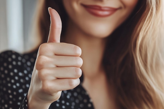 Photo woman giving a thumbs up