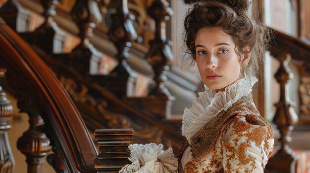 Photo a woman in a gold dress stands in front of a piano