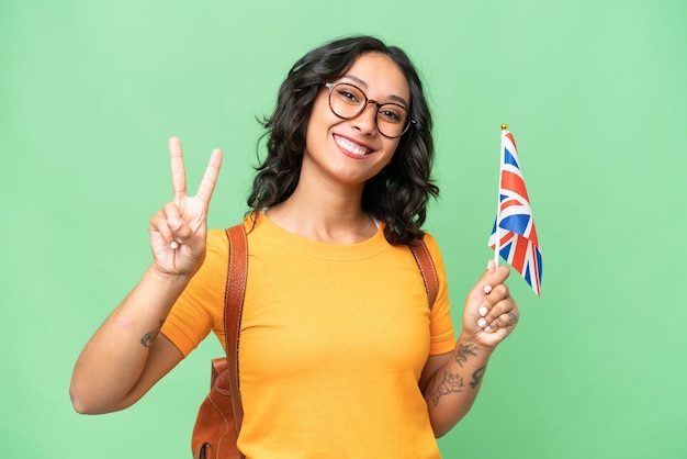 Woman over green background