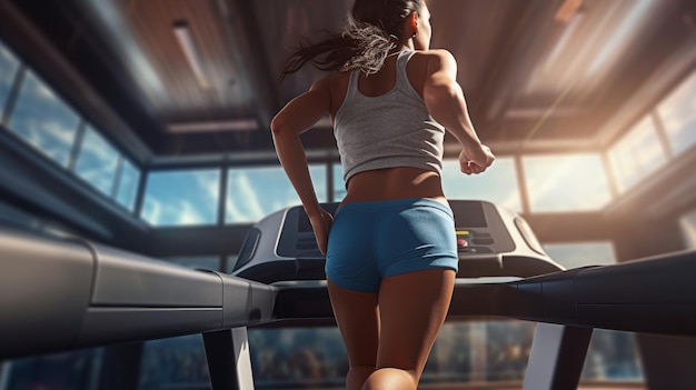 Woman in the gym running on the treadmill