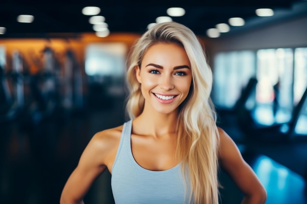 A woman in the gym with blur background AI