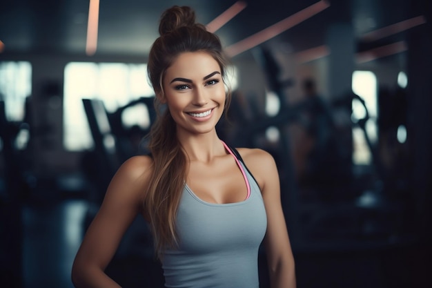 A woman in the gym with blur background AI