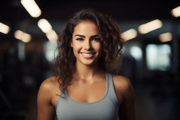 A woman in the gym with blur background AI