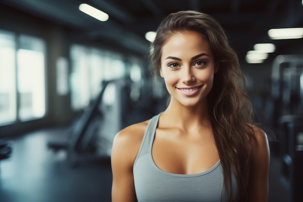 A woman in the gym with blur background AI