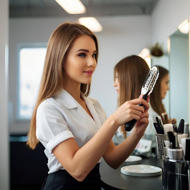 a woman at hair salon