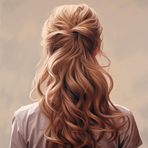 woman hair style realistic from backside veiw