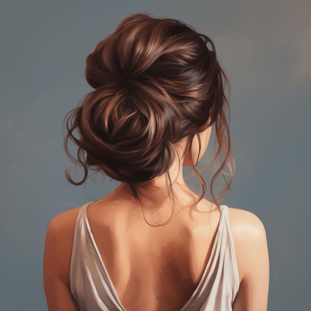 woman hair style realistic from backside veiw