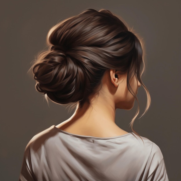 woman hair style realistic from backside veiw