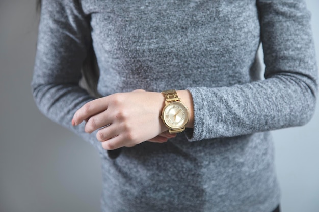 Woman hand clock