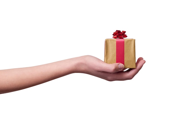 Woman hand holding a gift With clipping path included