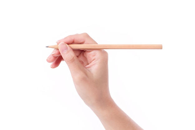 Woman hand holding pencil