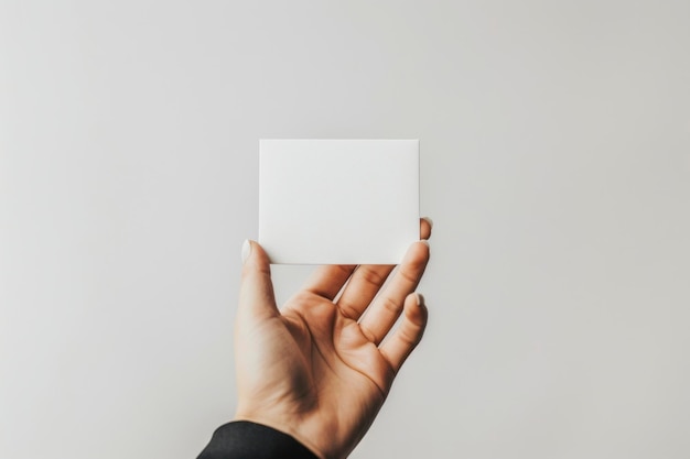 Woman hand holding some like a blank card isolated on a white background