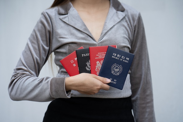 woman hand show passport