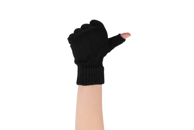 Woman hands in warm gloves isolated on a white background