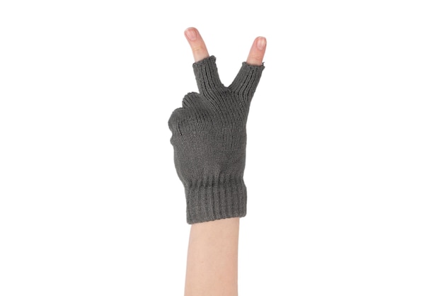 Woman hands in warm gloves isolated on a white background