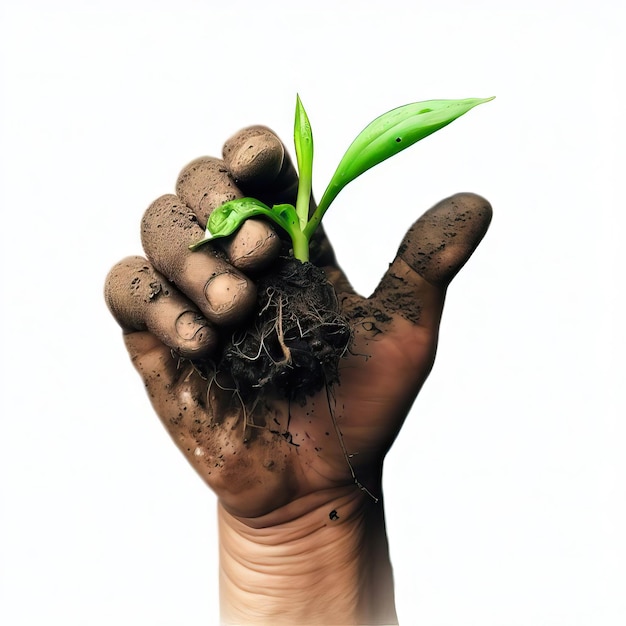 Woman hands with green plant Generative AI