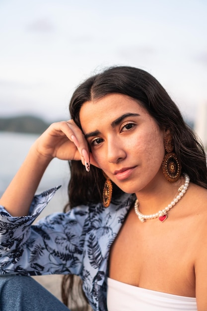 Woman Hanging Out At Beach At Sunset