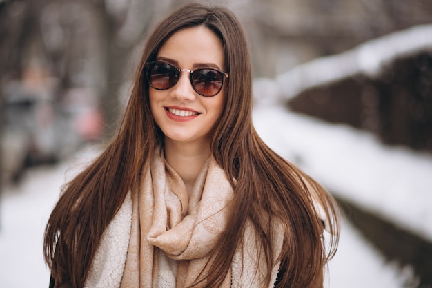 Woman happy in winter