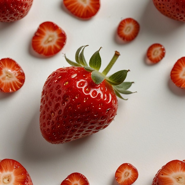 A woman harvesting a strawberry