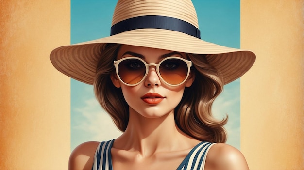 a woman in a hat and sunglasses is wearing a hat