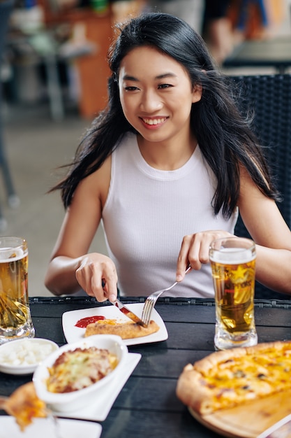 Woman have lunch at the restaurant