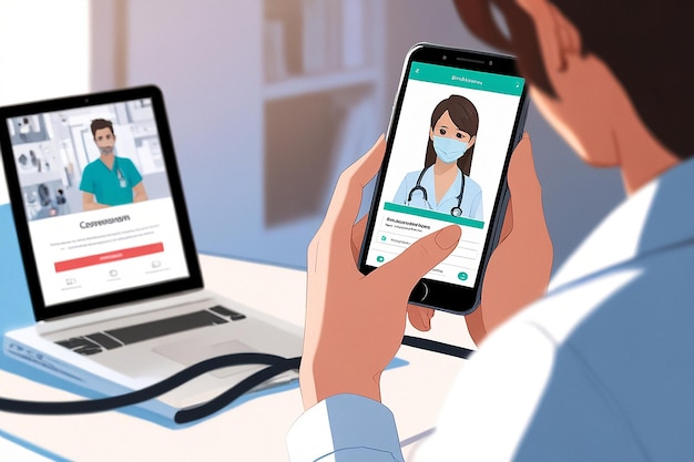 Photo woman have online consultation with doctor in smartphone