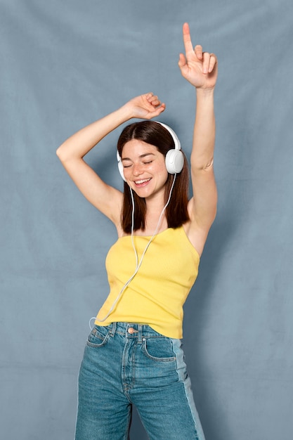 Woman having fun with headphones