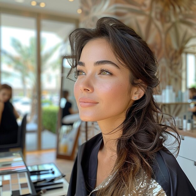 Photo a woman having makeup at salon