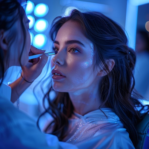 Photo a woman having makeup at salon